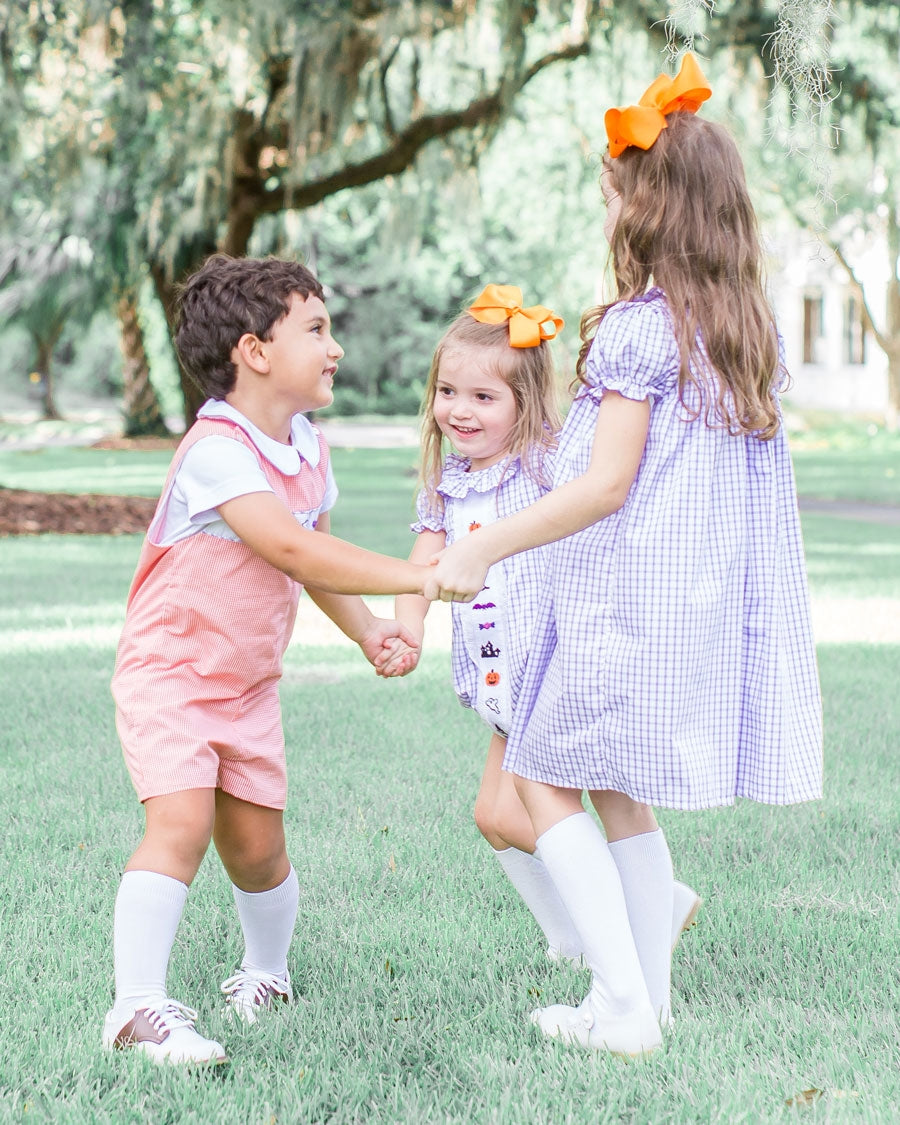 Halloween Fun Embroidered Windowpane Dress