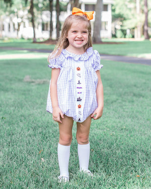 Halloween Fun Embroidered Gingham Bubble