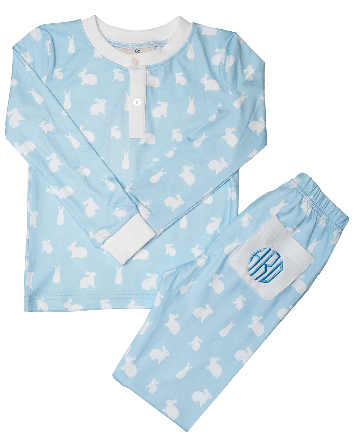 Hoppy Bunnies Blue Knit Pajama Set- FINAL SALE