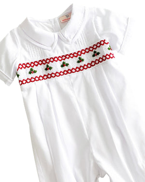 Holly Berry Smocked White Longall