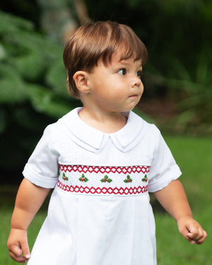 Holly Berry Smocked White Longall