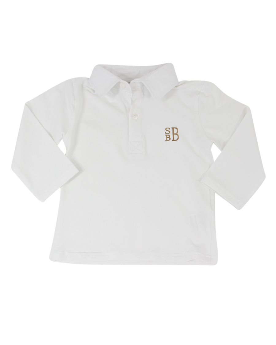 Plain White Polo Shirt with Long Sleeves