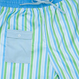 Men's Blue and Green Striped Swim Trunks-FINAL SALE