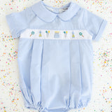 Party Time Hand Embroidered Blue Gingham Bubble