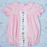 Party Time Hand Embroidered Pink Gingham Bubble