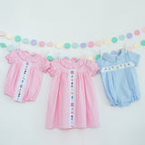 Party Time Hand Embroidered Pink Gingham Bubble