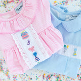 Party Time Hand Embroidered Pink Gingham Bubble