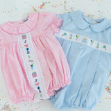 Party Time Hand Embroidered Pink Gingham Bubble