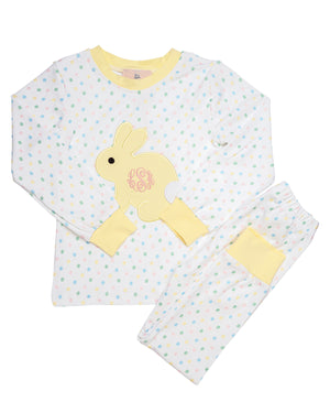 Bunny Applique Polka Dot Girl Pajama Set- FINAL SALE