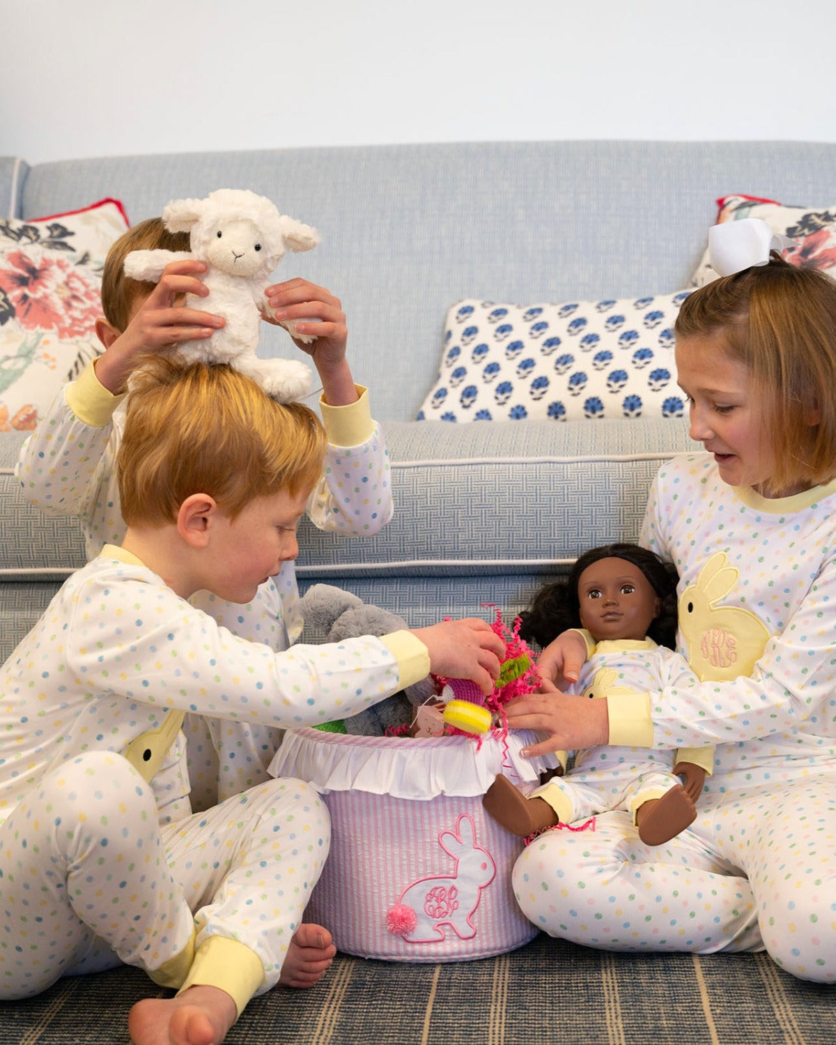 Bunny Applique Polka Dot Girl Pajama Set- FINAL SALE