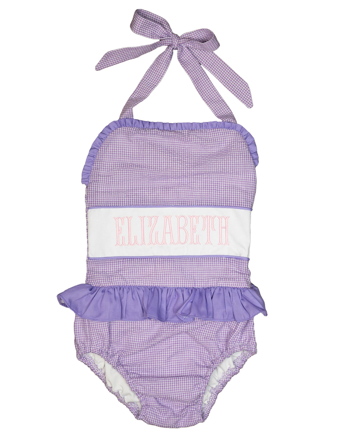 Purple Gingham Seersucker Personalized Swimsuit-FINAL SALE
