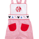 Magical Mouse Red Seersucker Shortall