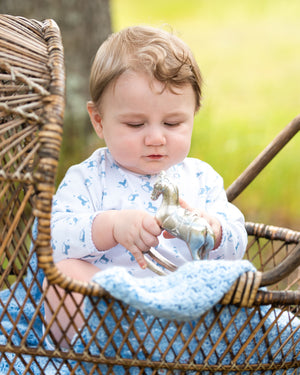 Rocking Horse Print Knit Long Sleeved Pima Cotton Body Suit- FINAL SALE