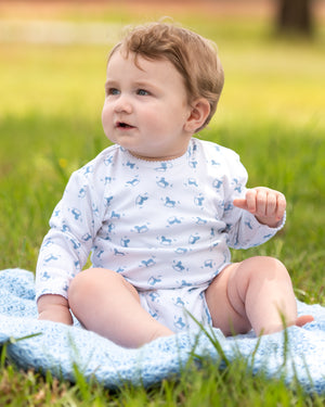 Rocking Horse Print Knit Long Sleeved Pima Cotton Body Suit- FINAL SALE