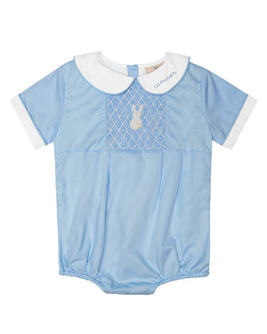 Easter Bunny Smocked Blue Bubble- FINAL SALE