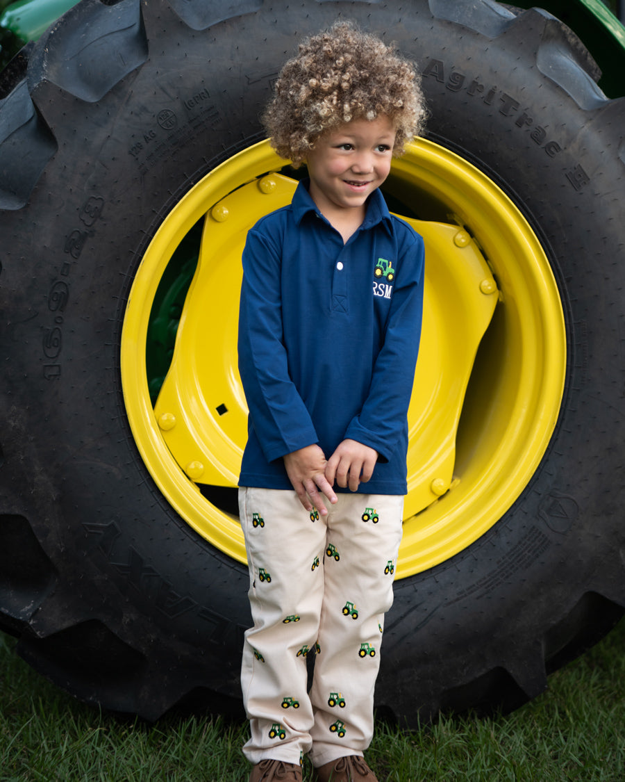 Tractors Embroidered Khaki Pants Set