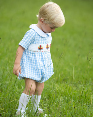 Turkeys Smocked Gingham Boy Bubble