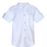 Blue Linen Striped Shirt-FINAL SALE