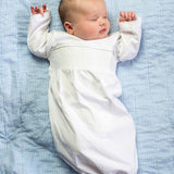 Smocked Baby Gown in White Knit