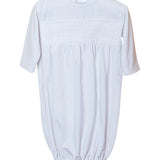Smocked Baby Gown in White Knit